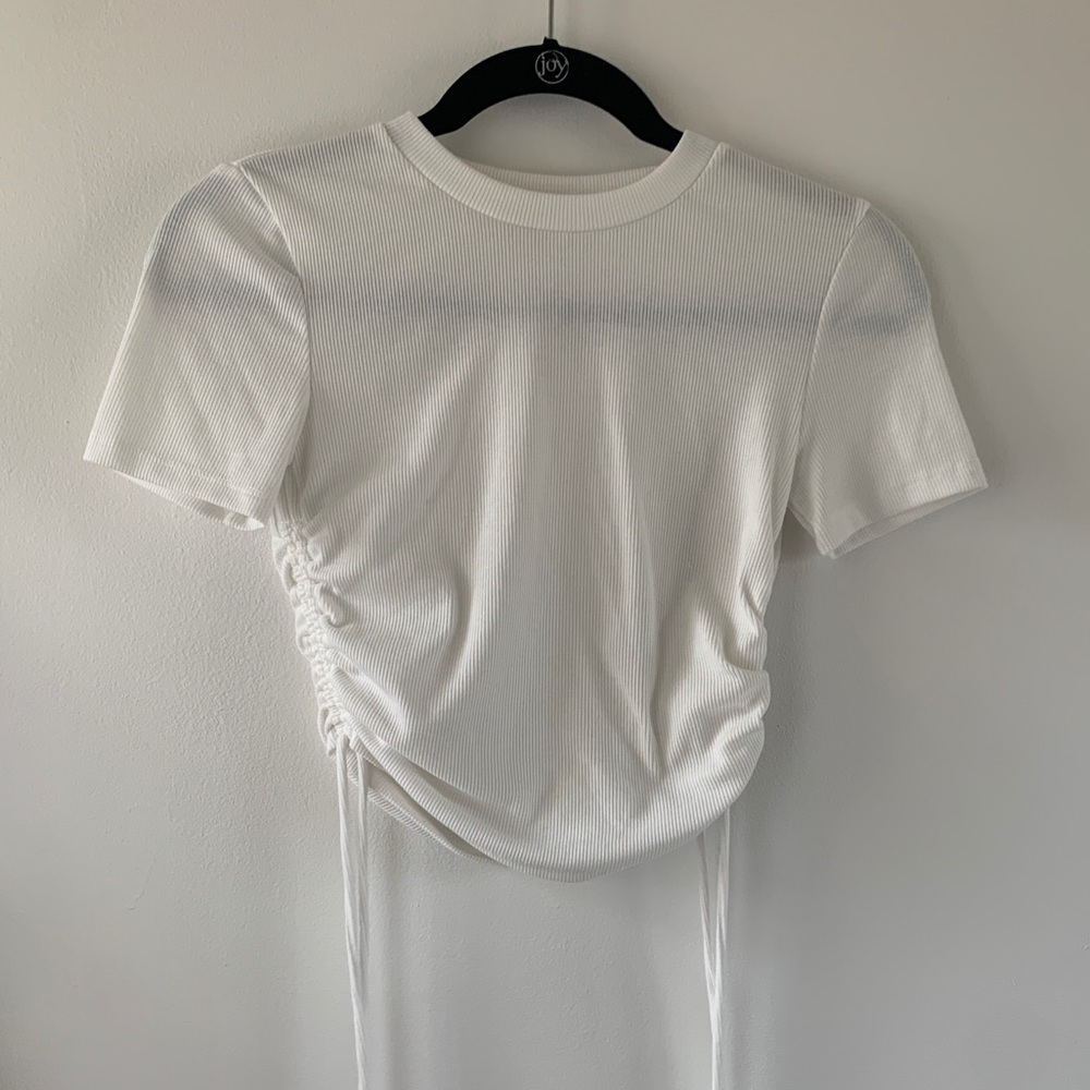 Zara Side Tie White Tee
